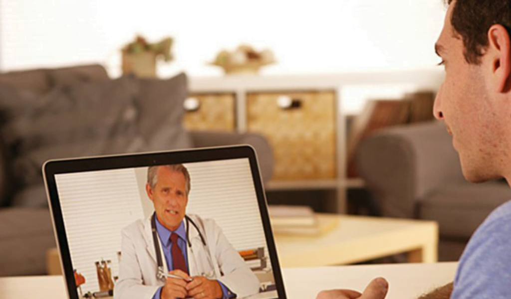 Doctor virtual consultation with patient via online